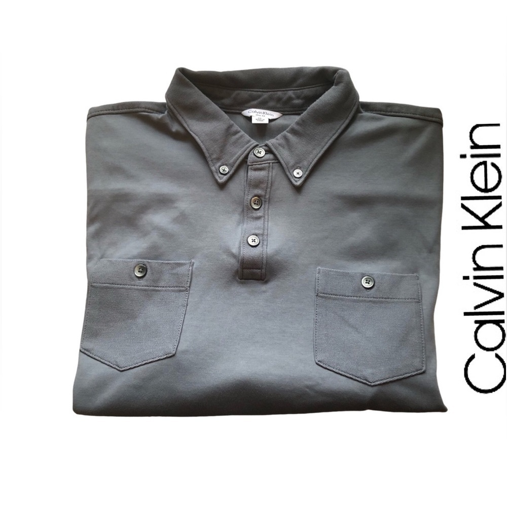 Calvin Klein Button-down Short Sleeve Shirt‎ - Size XL Grey